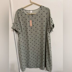 Pinkblush Sage Dress with Navy Dots size L
